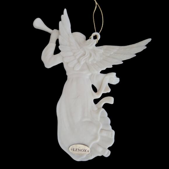 Lenox Angel Ornaments Set of 2 Porcelain Ivory & Gold Trim Christmas Angels - Picture 3 of 5